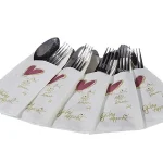 Airlaid Bestecktaschen Herzlich Willkommen und Guten Appetit 40x40, 1/8 Falz