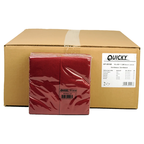 Bordeaux Servietten 33x33 cm, 2-lagig, 1/8 Falz, 80 Stk. /Pck,