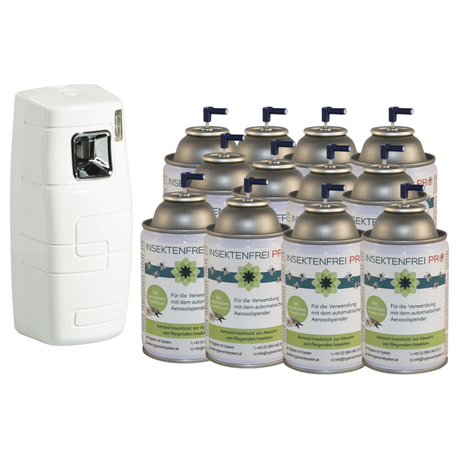 Insektenfrei PRO 12× Insektizid-Nachfülldosen (inkl. gratis Aerosolspender)