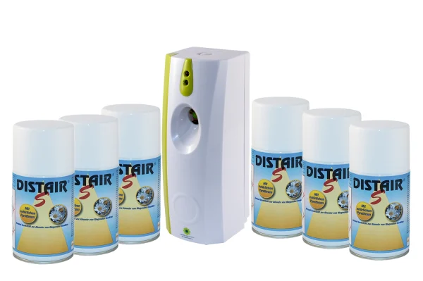 Distair Insecticide Spray Starter Set with Aerosol Dispenser and 6 Refill Cans