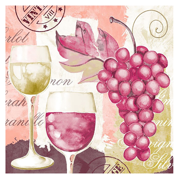 Airlaid Servietten Weinmotiv LA BODEGA 40 x 40cm, 50 Stk. Pck.