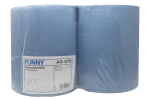 Industriepapierrolle Funny, 2-lagig, Zellstoff, blau, perforiert