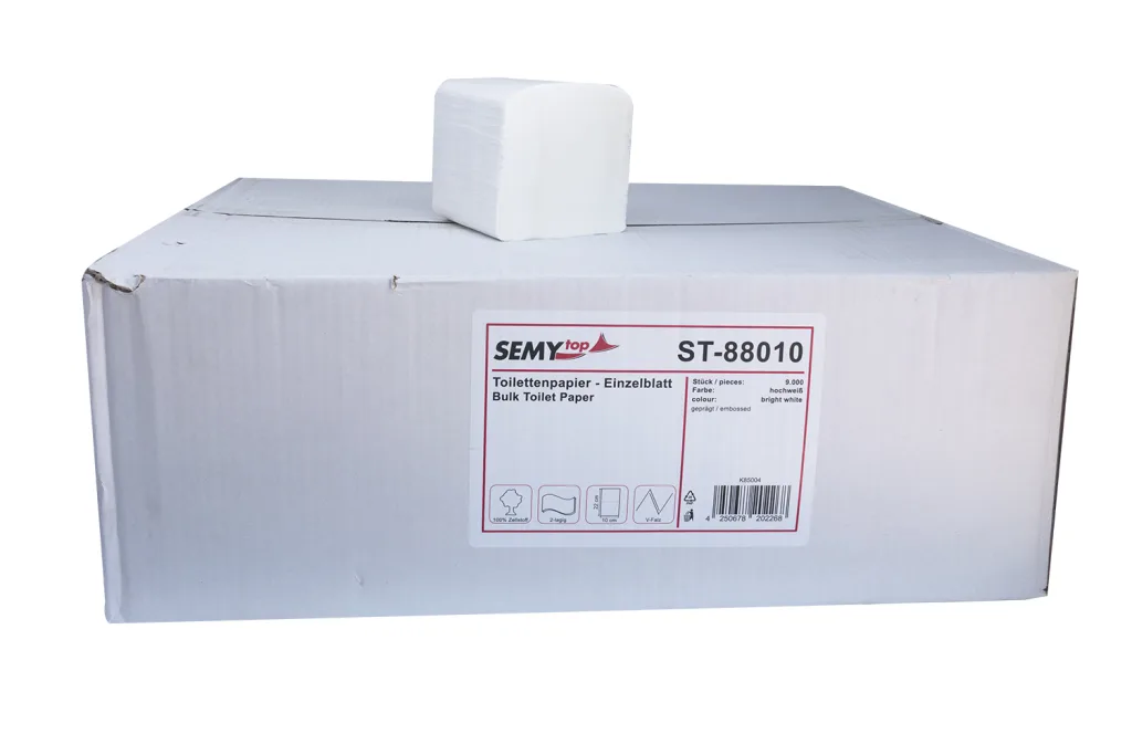 SemyTop Einzelblatt Toilettenpapier, 2-lagig, 225 Blatt Zellstoff 40 - 100% x
