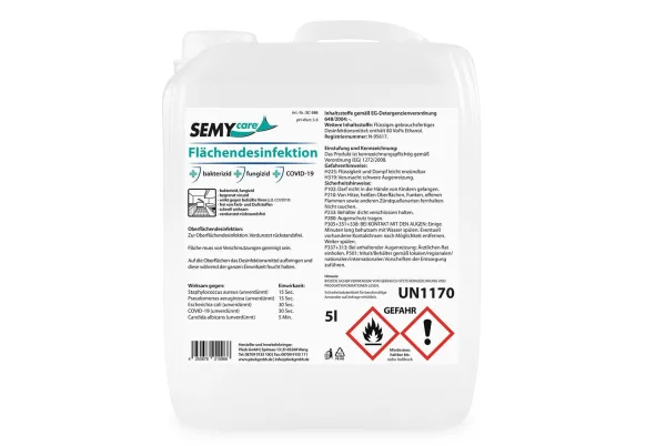 Flächendesinfektion SemyCare 80 Vol% Ethanol, 5 Liter