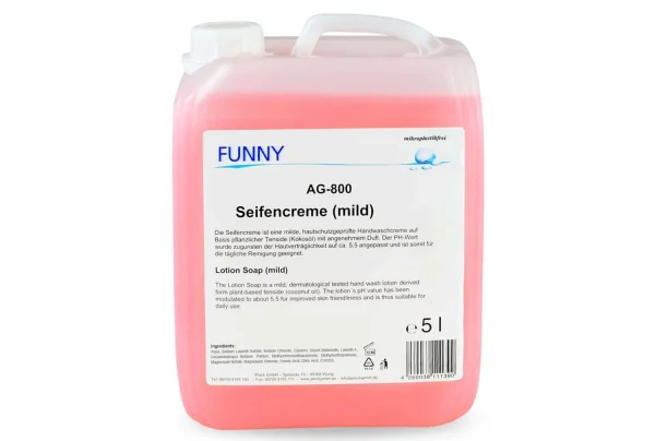 Funny Cream Soap, Pink, Microplastic-Free, 5 Liters