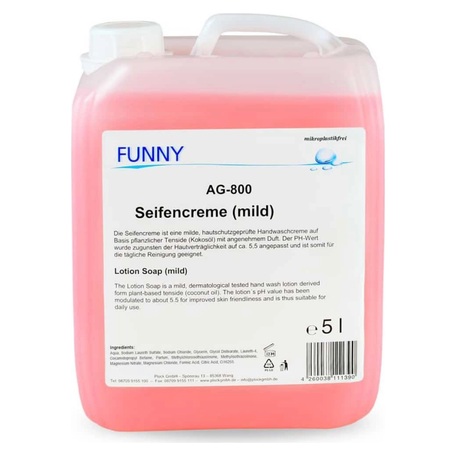 Seifencreme Funny, rosa, mikroplastikfrei, 5 Liter
