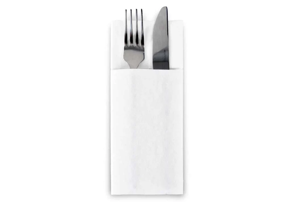 Airlaid Bestecktaschen, 32 x 40 cm, weiß, 1 8-Falz, 1.250