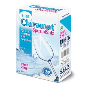 Claramat Spezialsalz – grobkörniges Regeneriersalz für Geschirrspülmaschinen, 2-kg-Packung