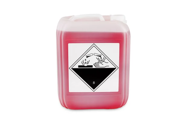 FUNNY WC-Reiniger 10 Liter Kanister Rückseite mit ätzend-Gefahrensymbol