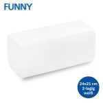 Gefaltetes Funny Papierhandtuch, 2-lagig weiß, 24x21 cm, ZZ/V-Falz