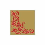 Mank Airlaid Serviette Pomp, goldene Serviette mit rotem Ornamentmuster, 40 x 40 cm