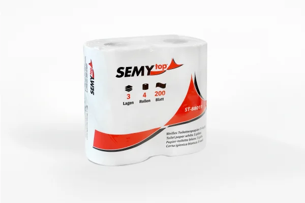 SEMY top Toilettenpapier 3-lagig 4er-Pack in Winkelansicht