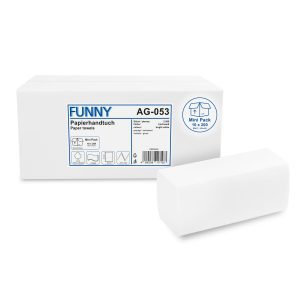 Funny Papierhandtücher, 2-lagig hochweiß, ZZ/V-Falz, Karton mit gefaltetem Handtuchstapel, 2.000 Stück