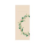 Mank Pocket-Napkin Besteckserviette „Isabell", cremefarben mit Weihnachtskranz aus Mistelzweigen und roten Beeren, 40 x 33 cm