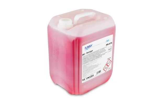 FUNNY WC-Reiniger 10 Liter Kanister in seitlicher Ansicht mit Etikett