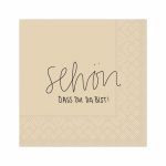 Mank Cocktailserviette aus Recycling-Tissue mit Schriftzug „Schön, dass Du da bist!", 24 x 24 cm