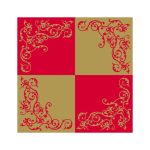 Mank Airlaid Servietten Pomp gold/rot, vier Faltquadrate: rot mit Gold-Ornament und gold mit Rot-Ornament, 40 x 40 cm