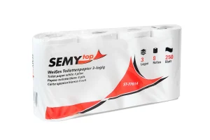 SEMY top Toilettenpapier 3-lagig hochweiß, 8er-Pack ST-77014, 250 Blatt