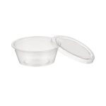 Transparenter Saucenbecher aus Kunststoff mit separatem Deckel, Portionsbecher für Saucen und Dips