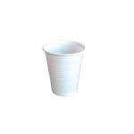 Weißer Trinkbecher aus Kunststoff, Einwegbecher für Wasser und Kaltgetränke