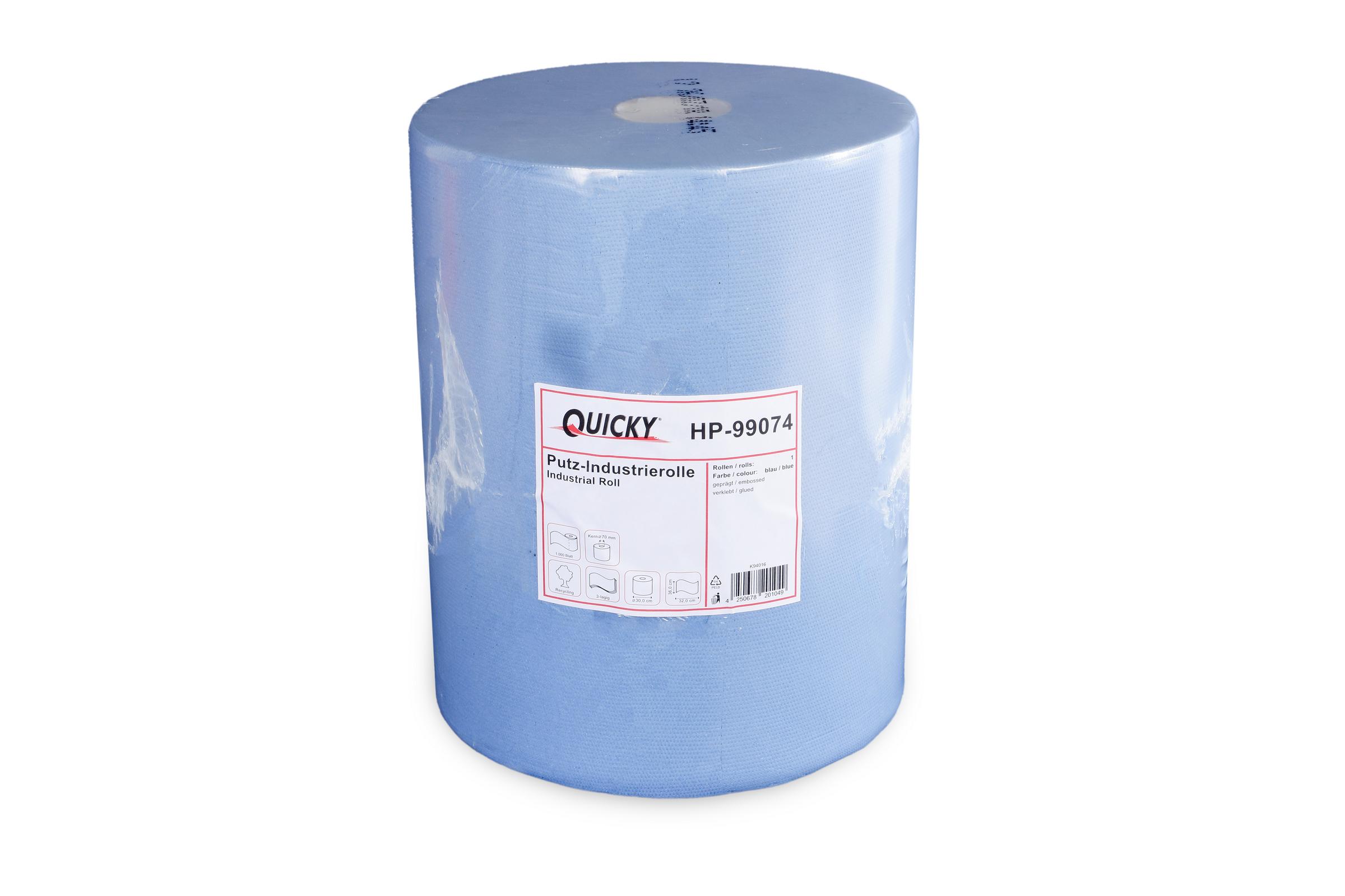 Putzpapierrolle Quicky, 3-lagig, blau, 1.000 Blatt