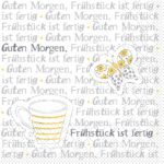 Mank Cocktailserviette Frühstück ist fertig Gelb-Grau 24x24 cm